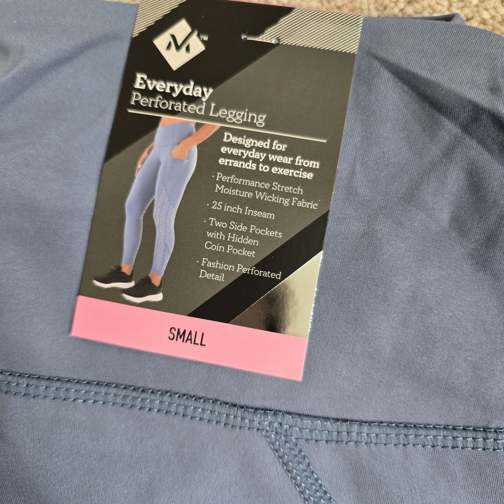 Member's Mark Women's Everyday Perforated Side‎ Pocket Legging Blue New Small